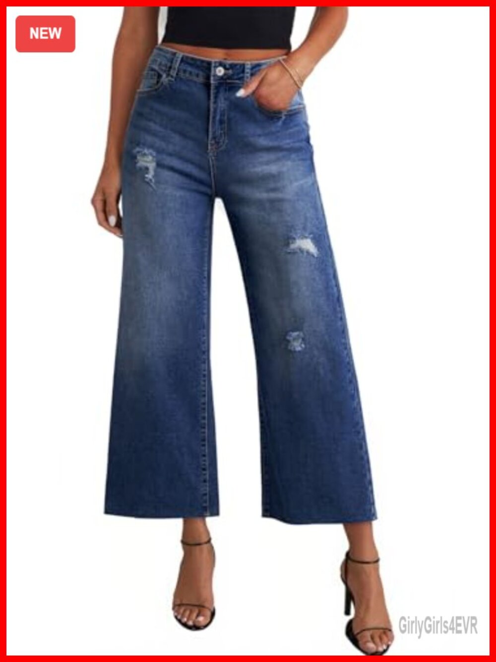 Women Wide Leg Baggy Jeans High Rise Stretch Denim Pants